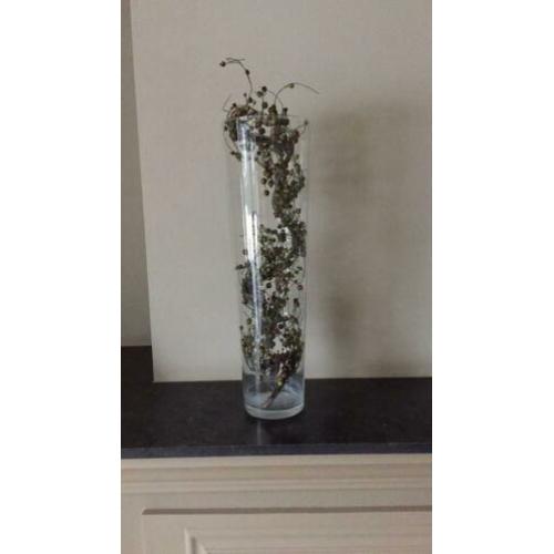 Grote glazen vaas met decoratie (2 stuks ) hoogte 60