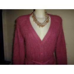 D4A Mulberry oud roze vest angora knopen ceintuur ZGAN M