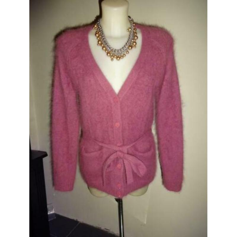 D4A Mulberry oud roze vest angora knopen ceintuur ZGAN M