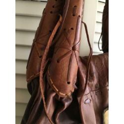 Boho tas uit Ibiza, bruin leer, handgemaakt