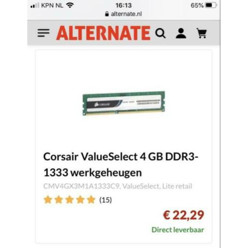 Ram geheugen voor Desktop 2x4GB