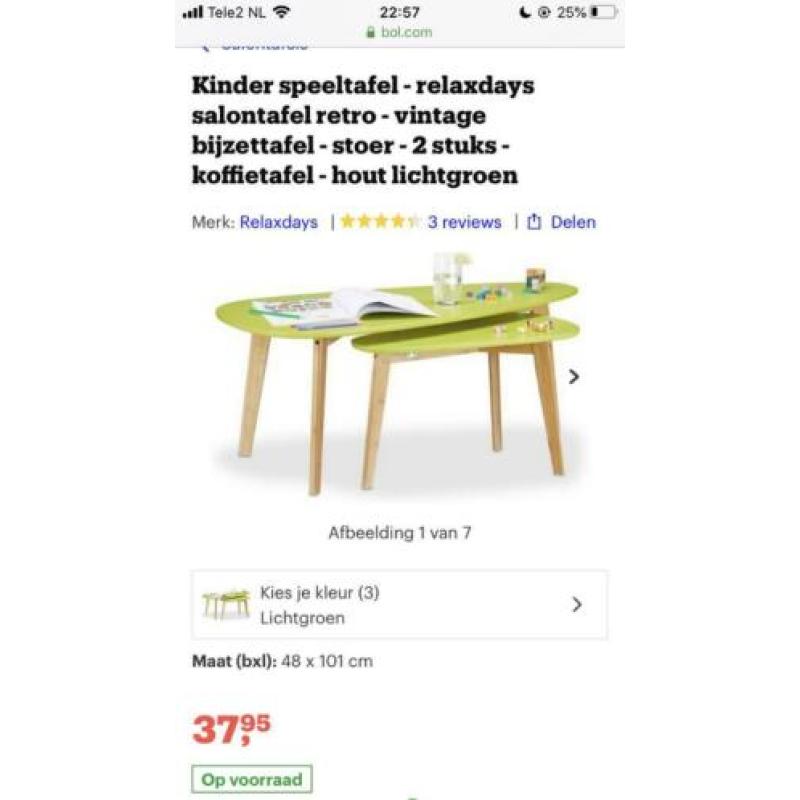Relaxdays Bijzet tafel nieuw in doos 2 kleuren beschikbaar