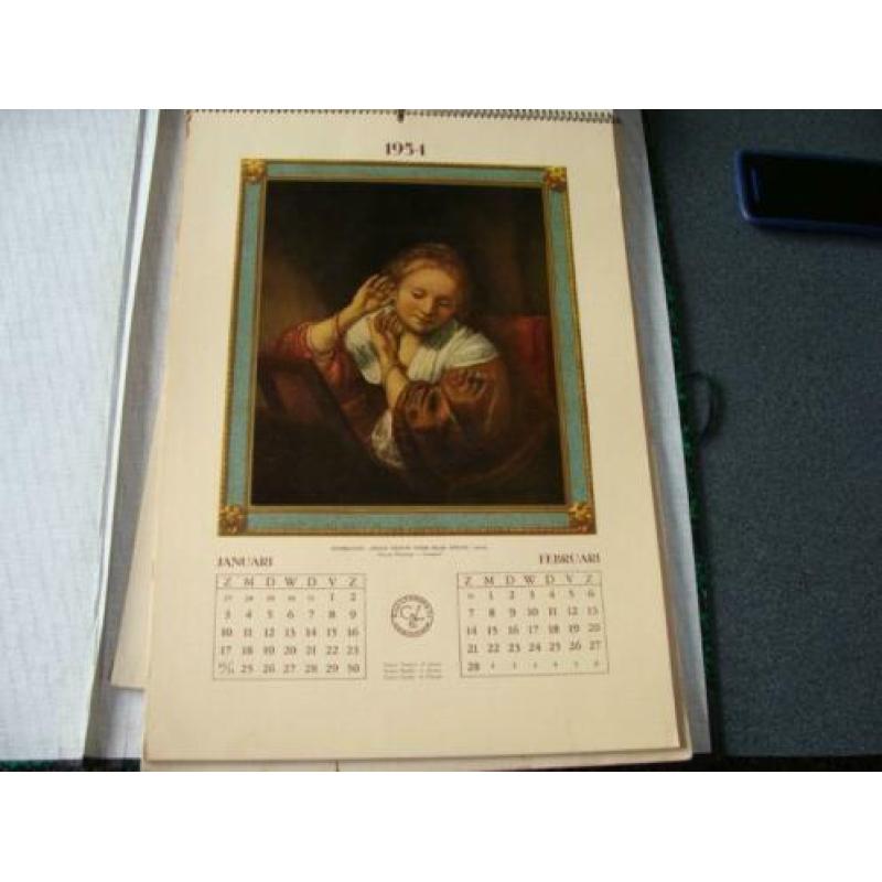 Oude Kunstkalender Rembrandt 1954, Jan Steen 1953, P de Hoog