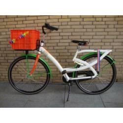 <Leuke postcode loterij dames fiets met voordrager en krat>
