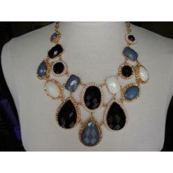 Grijsblauw zwart wit goud statement ketting