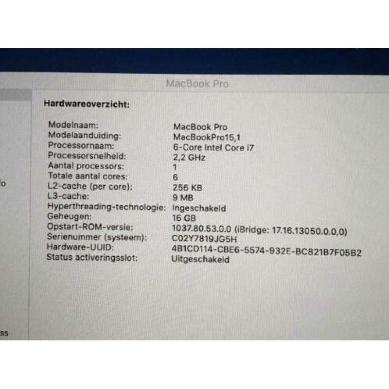 MacBook Pro 15 , touchbar , Retina , Core i7 six Core