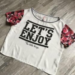 Croptop shirt bloemen Let’s Enjoy | Bershka | Maat S (36)