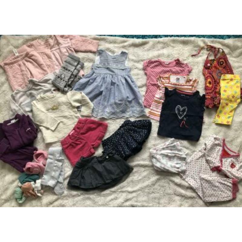 Pakketje kleding meisje, 20 stuk, maat 74 - 80