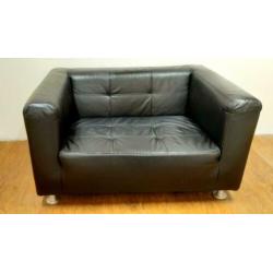 Zwart lederen design loveseat Dik kwaliteitsleder