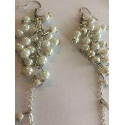 Oorbellen hippiechic bohemian parels wit bruid sieraden