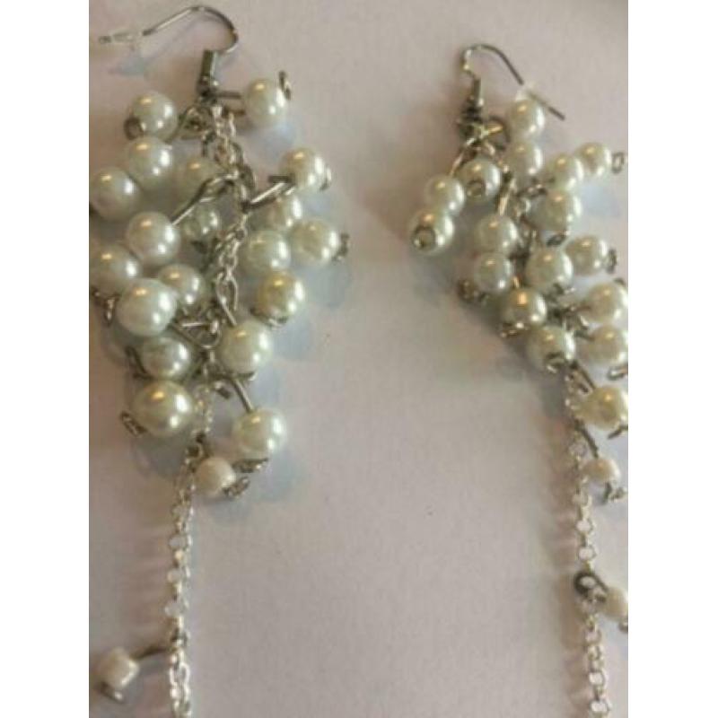 Oorbellen hippiechic bohemian parels wit bruid sieraden