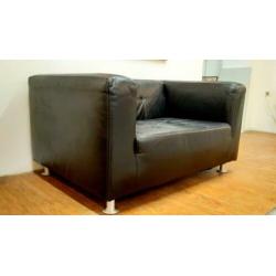 Zwart lederen design loveseat Dik kwaliteitsleder