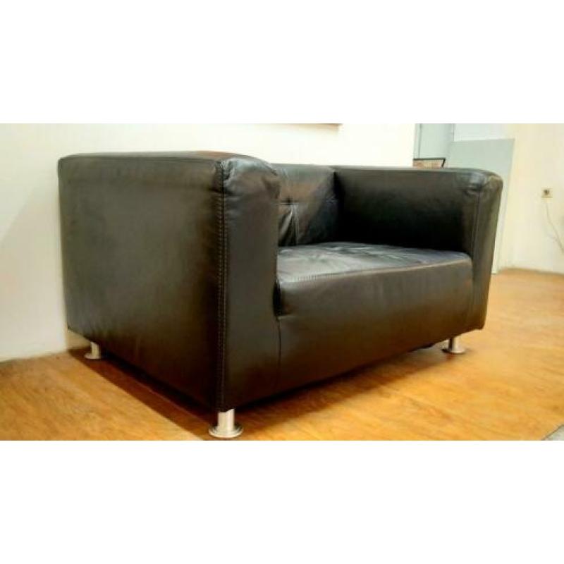 Zwart lederen design loveseat Dik kwaliteitsleder