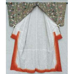 Kimono - Grey/Green Flowers - Silk