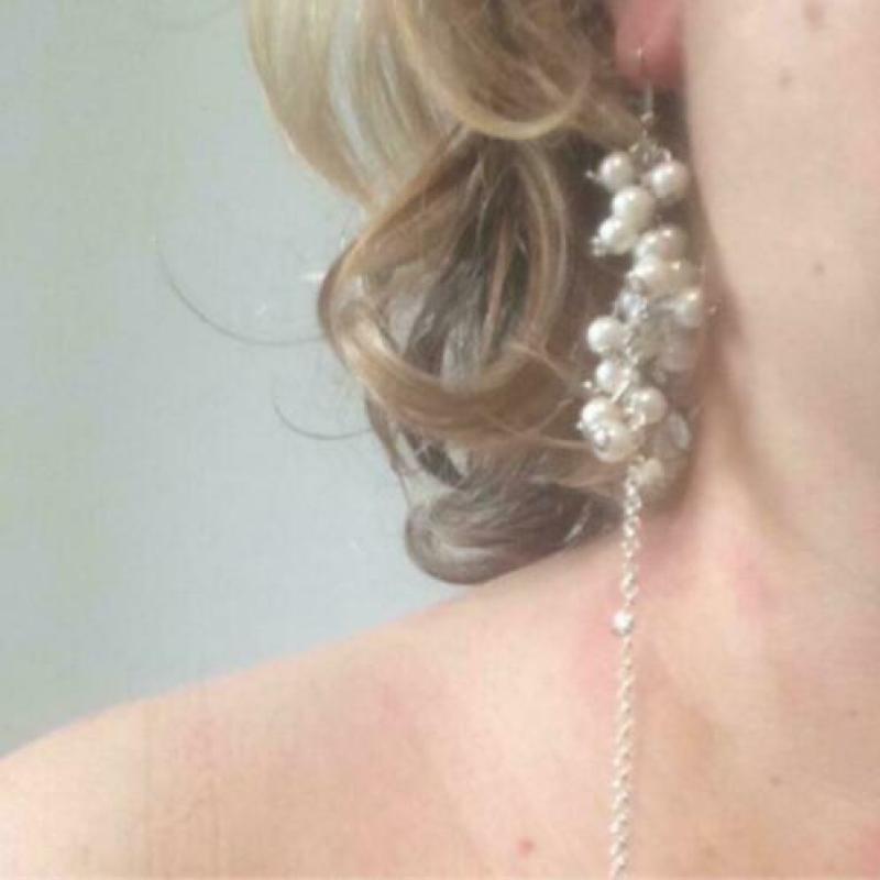 Oorbellen hippiechic bohemian parels wit bruid sieraden