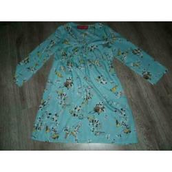 voorjaar kreukloze zwart wit retro print jurk maat L 42 44