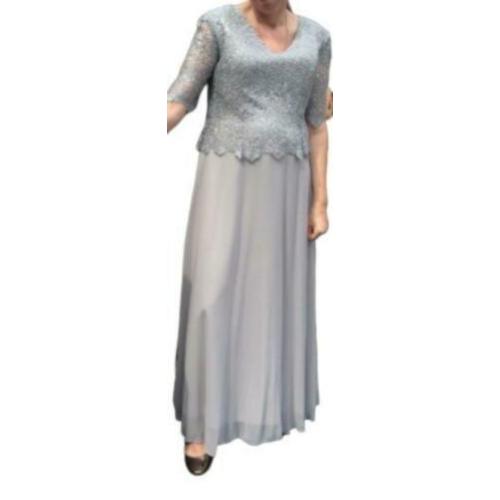 aanbieding grote maat galajurk maat 44 46 48 kleur zilver