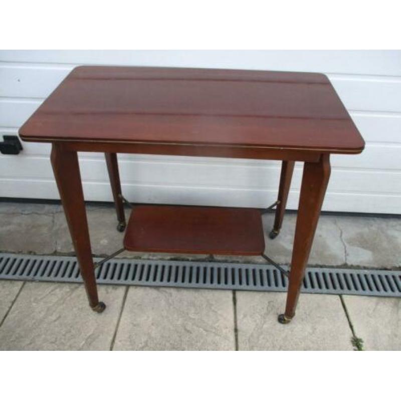 Vintage tafel televisietafel trolley serveertafel met wielen
