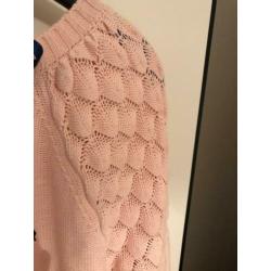 Trui meisje roze 100% katoen strikje maat 146 -152