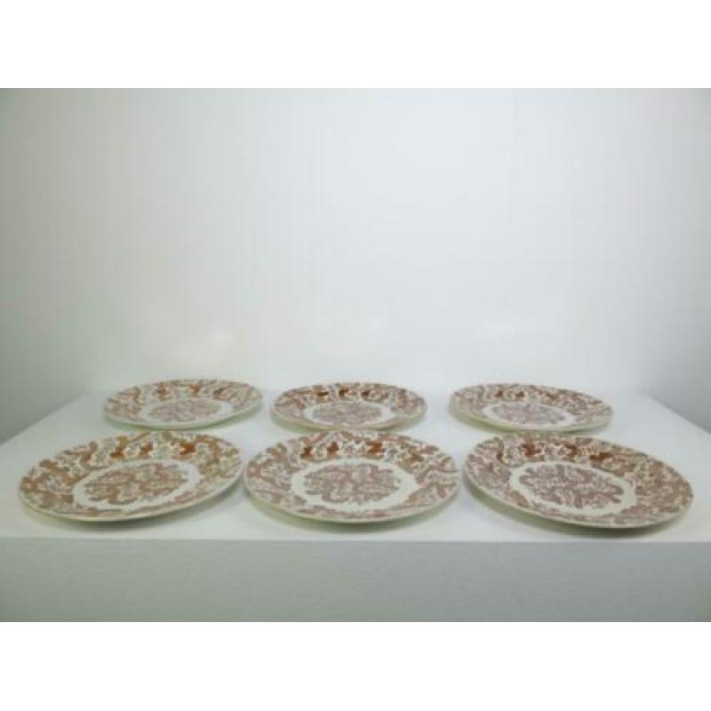 Set van 6 borden motief BATIK, 1893-1900 Petrus Regout,