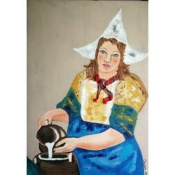 Schilderij "melkmeisje van..."