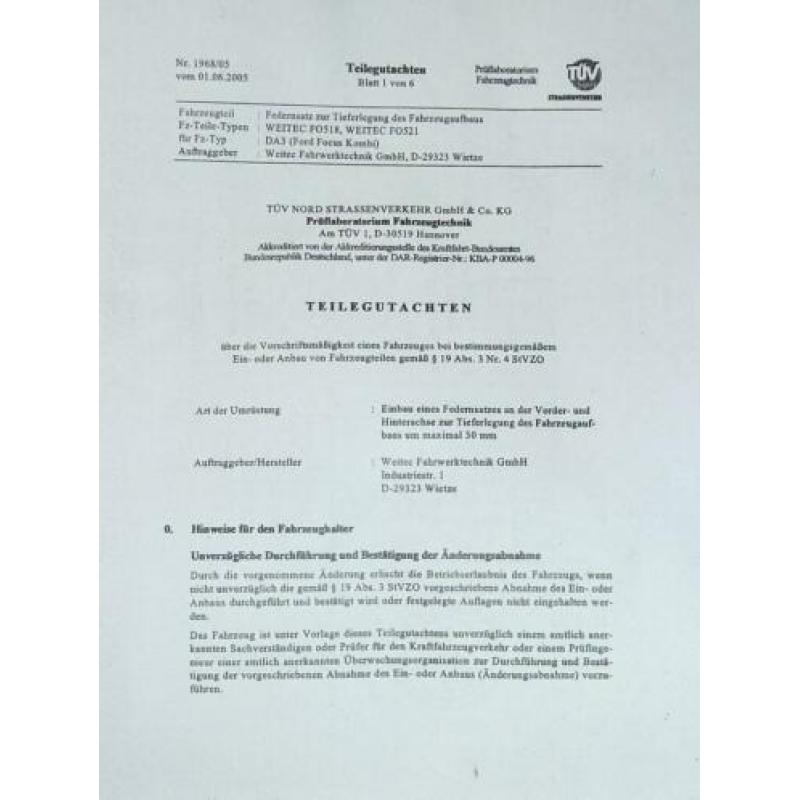 Weitec verlagingsveren 30mm Focus 2 station DA3 oa Diesel