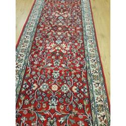 Vintage handgeknoopt perzisch tapijt loper 306x80