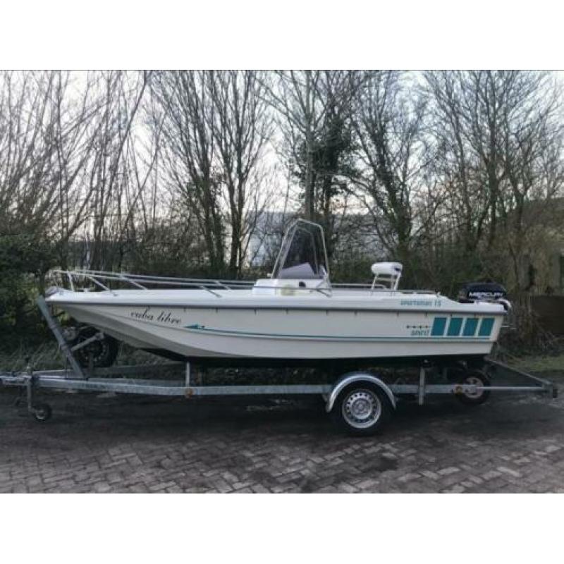 Prachtige Sportsman 15FT met 15 pk Mercury 4 takt