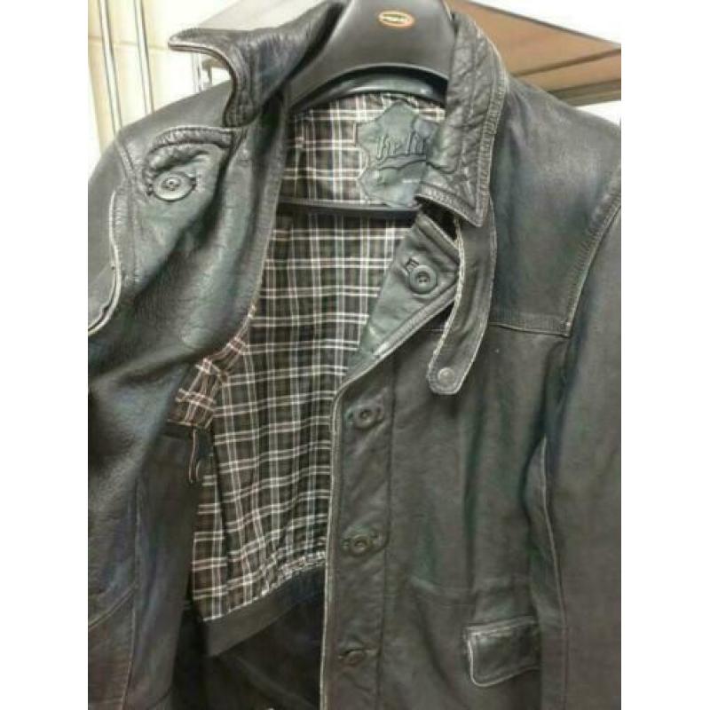 Held tribute maat 54, retro motorjas leder