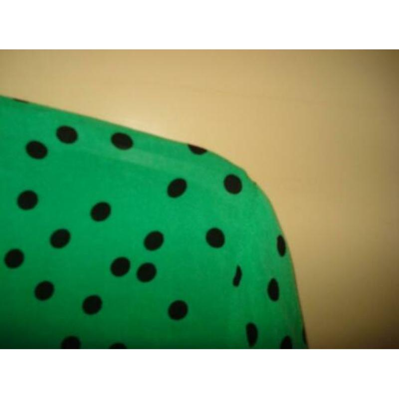 Miss Etam retro groen / zwarte polkadot blouse maat 46