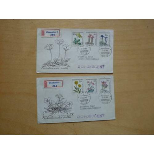 2x FDC Ceskoslovensko Tsjecho-Slowakije 1960 Bloemen
