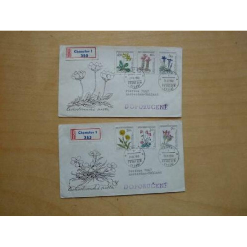 2x FDC Ceskoslovensko Tsjecho-Slowakije 1960 Bloemen
