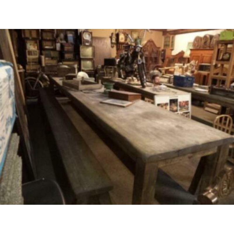 Lange houten eettafel, kloostertafel, grote tafel, Franse ta