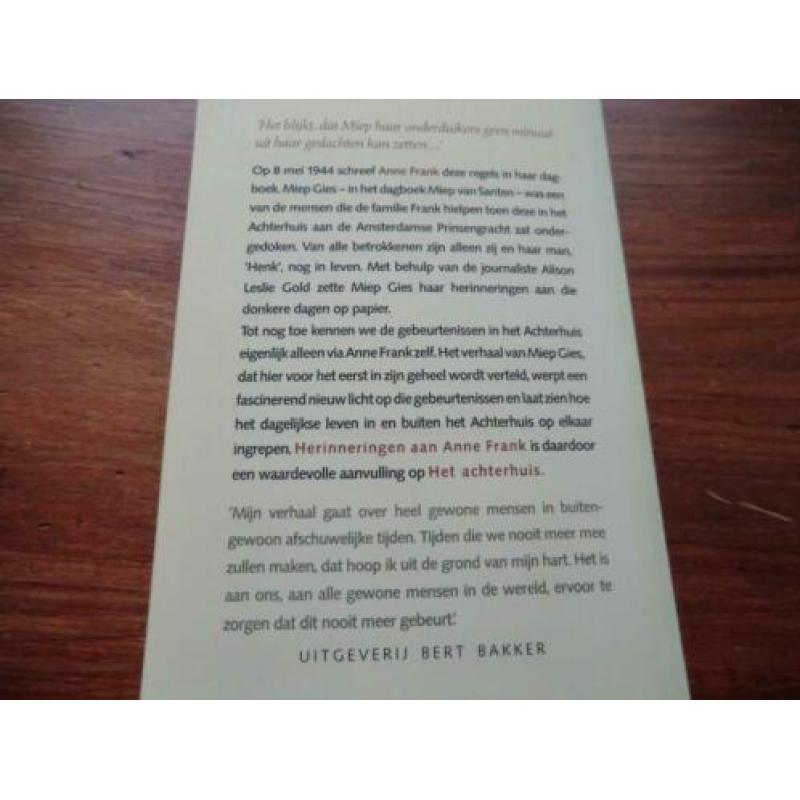 boek - Herinneringen aan Anne Frank - Miep Gies