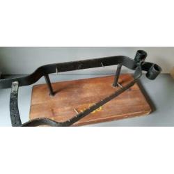 Antieke Hamklem Hout met smeedijzer Lengte: 60 cm