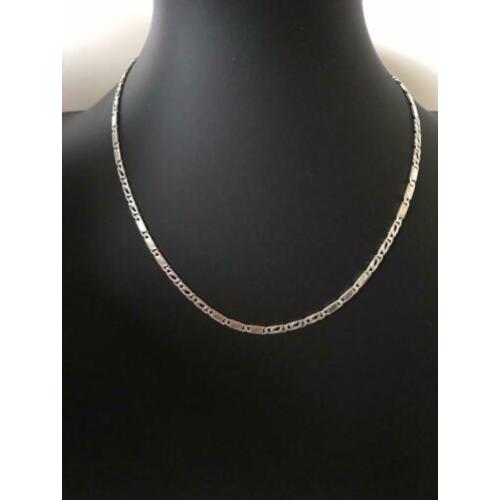 Zilveren ketting met massieve/valkenoog schakels