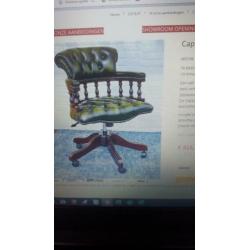 Bureau klassiek engels chesterfield groen inleg
