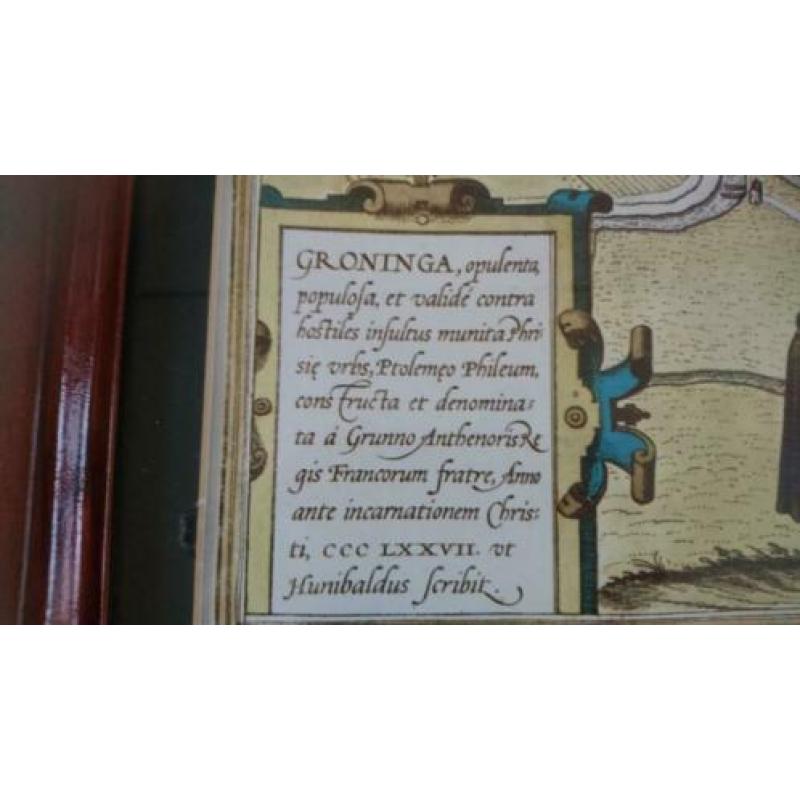 Ingelijste kaart van Groninga, Groningen (1575), erg mooi!