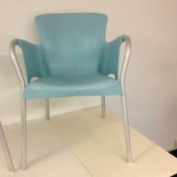 3 x Resol stoel kunststof, groen blauw, stalen poten