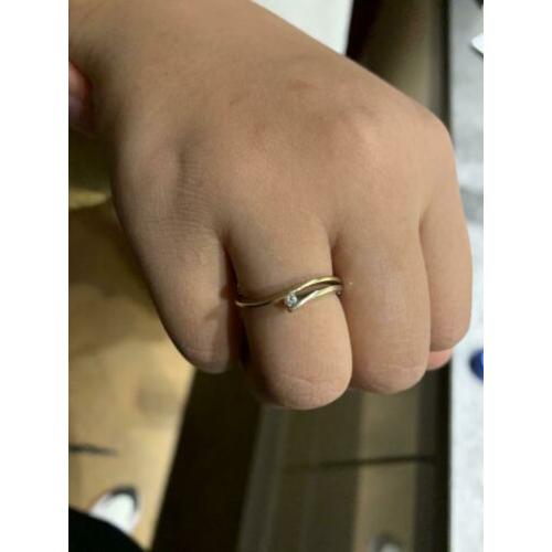 R&C ring 14 karaats goud met diamant 0,03ct