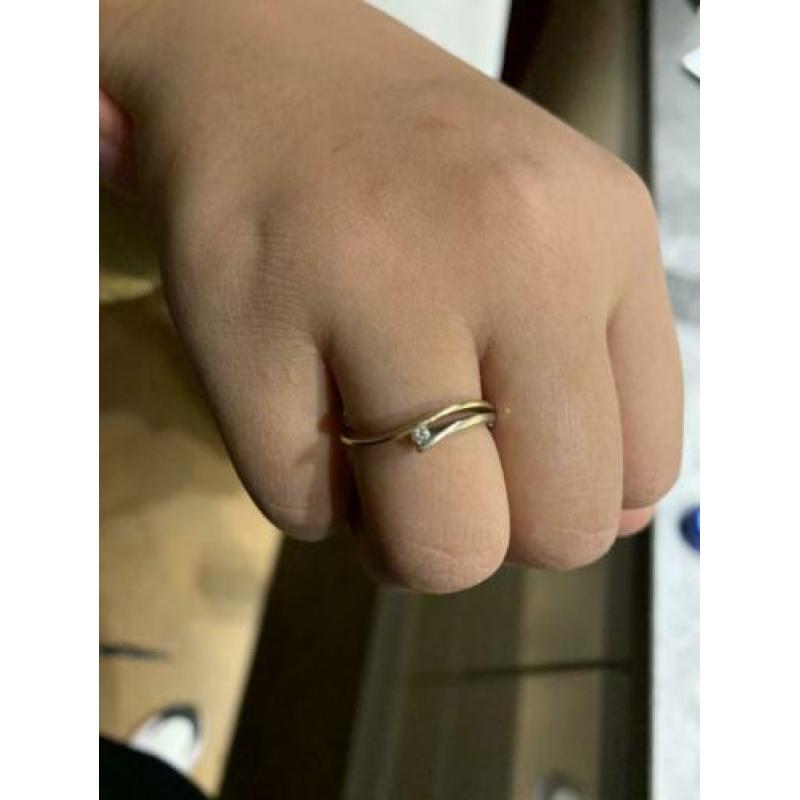 R&C ring 14 karaats goud met diamant 0,03ct