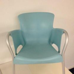 3 x Resol stoel kunststof, groen blauw, stalen poten