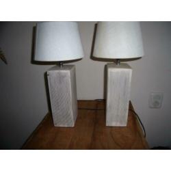 2 tafellampen stenen voet