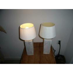 2 tafellampen stenen voet