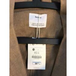 Linnen (eco naturel look) top XS Bershka. Nieuw m kaartje