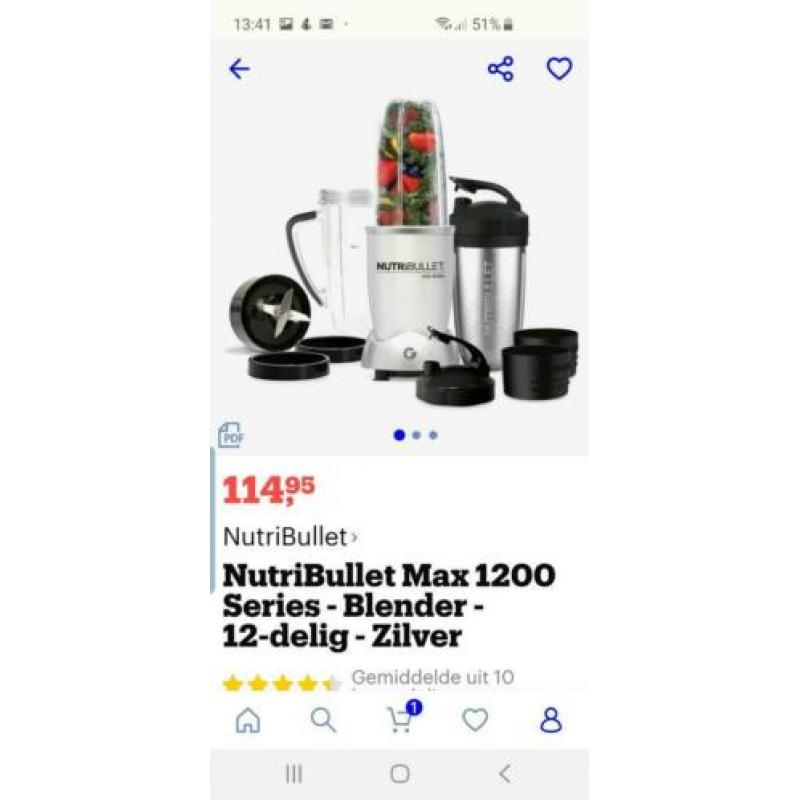 Nutribullit Max 1200 blender RVS