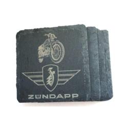 4 Leisteen onderzetters met ingegraveerd Zundapp logo