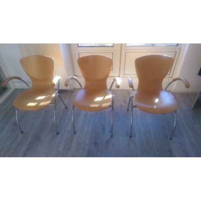 Houten stoelen 3X