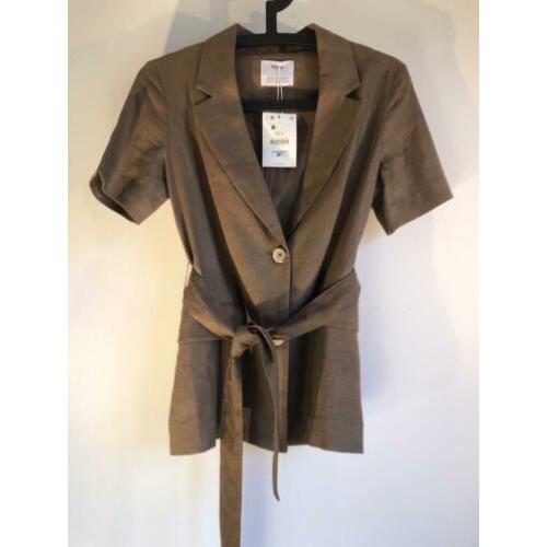Linnen (eco naturel look) top XS Bershka. Nieuw m kaartje