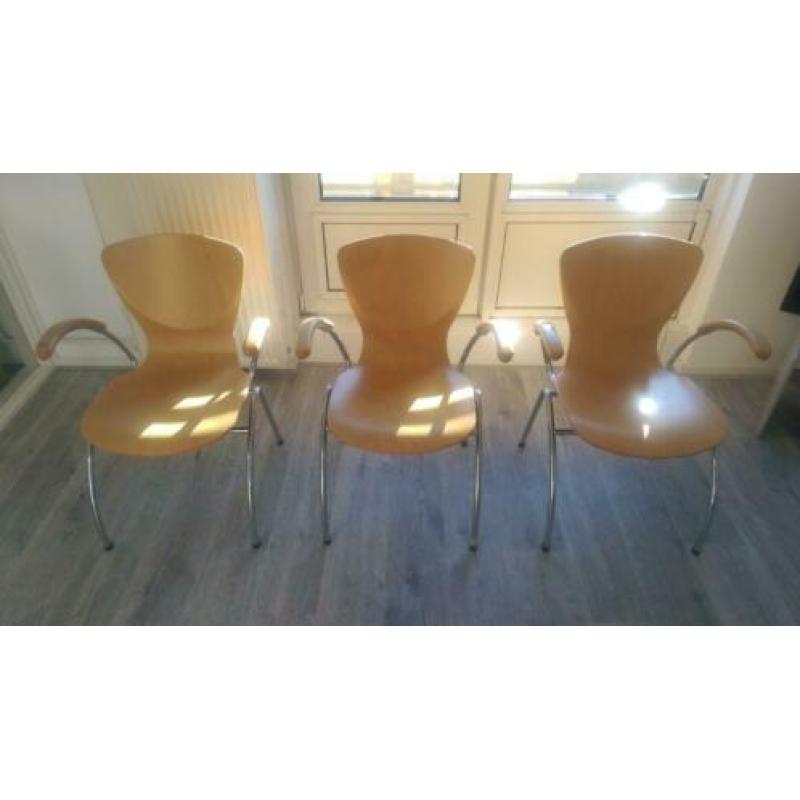 Houten stoelen 3X